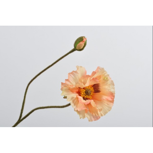 Floare decorativa mac cu boboc, 76 cm, portocaliu - SILK-KA